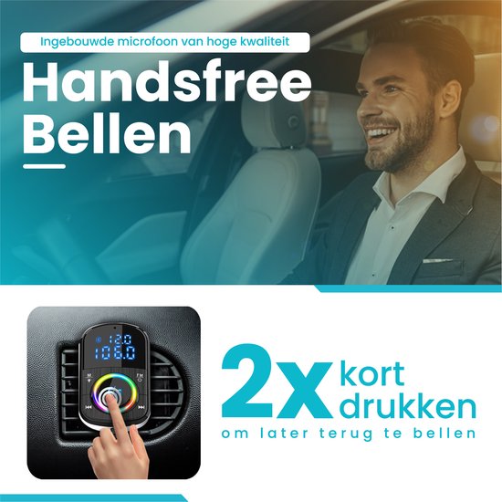 Emetteur FM Bluetooth DINTO® BC71 - Chargeur Voiture - Kit Voiture - Mains Libres - USB 3.0 - MP3 - Carte SD - Chargeur Rapide - Récepteur Audio Bluetooth