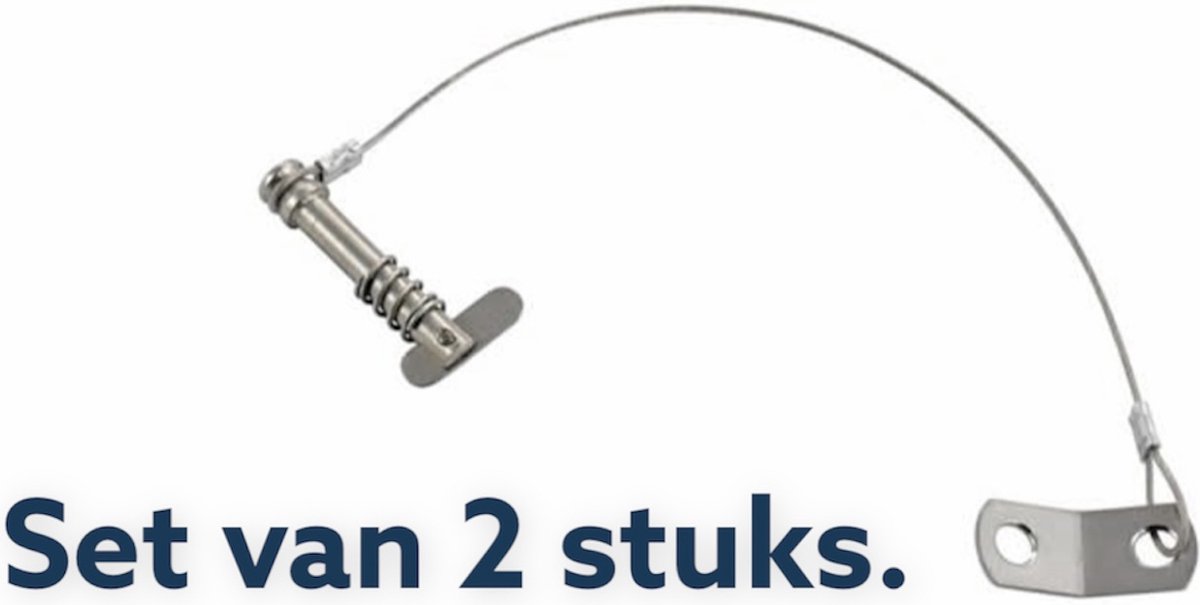 2x borgpin voor dekplaat met kabel-Bootkap-Biminitop-Buisbeslag-Borgpen.