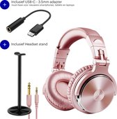 Pink + USB-C naar 3.5 adaptor + headset houder