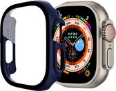 By Qubix Apple Watch Ultra case - Donkerblauw - Geschikt voor Apple Watch 49mm hoesje - screenprotector - Bescherming iWatch - Bescherm hoesje