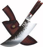 T&M Knives - Couteau de chef professionnel en acier inoxydable - Couteau à découper tranchant comme un rasoir - Fait à la Handgemaakt - Incl. Couverture en cuir et boîte-cadeau