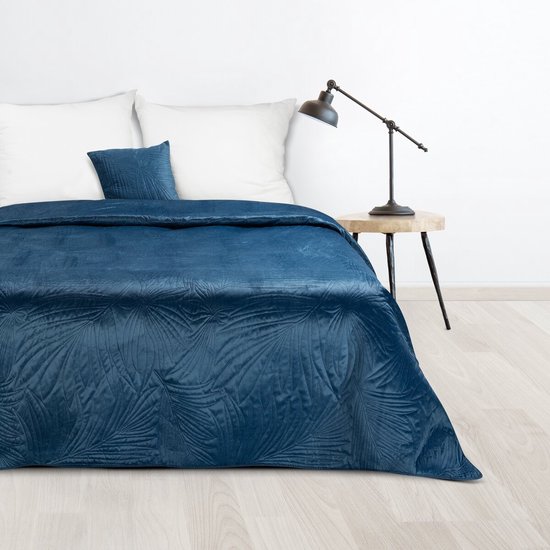 Oneiro’s luxe LUIZ /type 4/ Beddensprei Blauw- 170x210 cm – bedsprei 2 persoons - blauw – beddengoed – slaapkamer – spreien – dekens – wonen – slapen