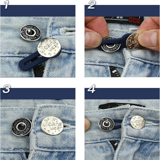 Bekecidi 10 stuks knoopverlengers voor broeken, tailleverlengers, verstelbare tailleverlenger, jeans-knoopverlenger, metalen elastische knopen, broekverlengers voor mannen en vrouwen, jeanskragen