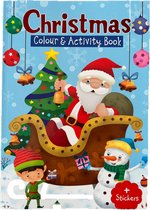 Kerst Kleurboek & Activiteitenboek en Stickers - voor Kinderen -128 Pagina's - Kleuren - Kleurboek - Cadeau - Activiteiten - Boek - Geschenk - Tekeningen - Doeboek - Inkleuren - Kleurplaat - Cadeau - kado