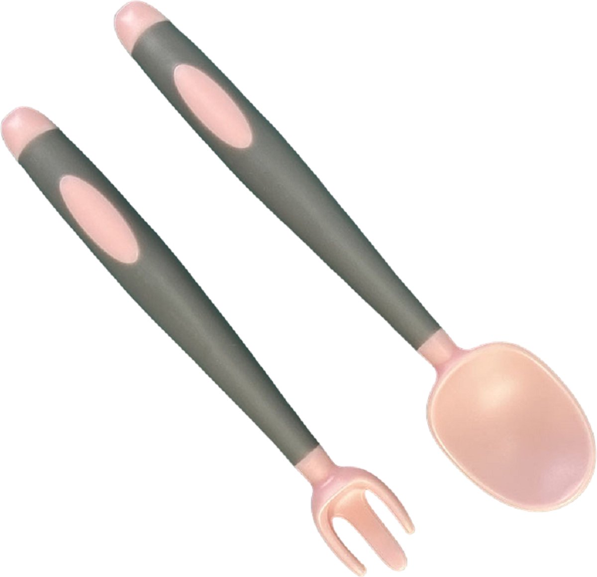 Goedkoopste LuxeBass Baby Bestek | Lepel en Vork | Siliconen | Roze