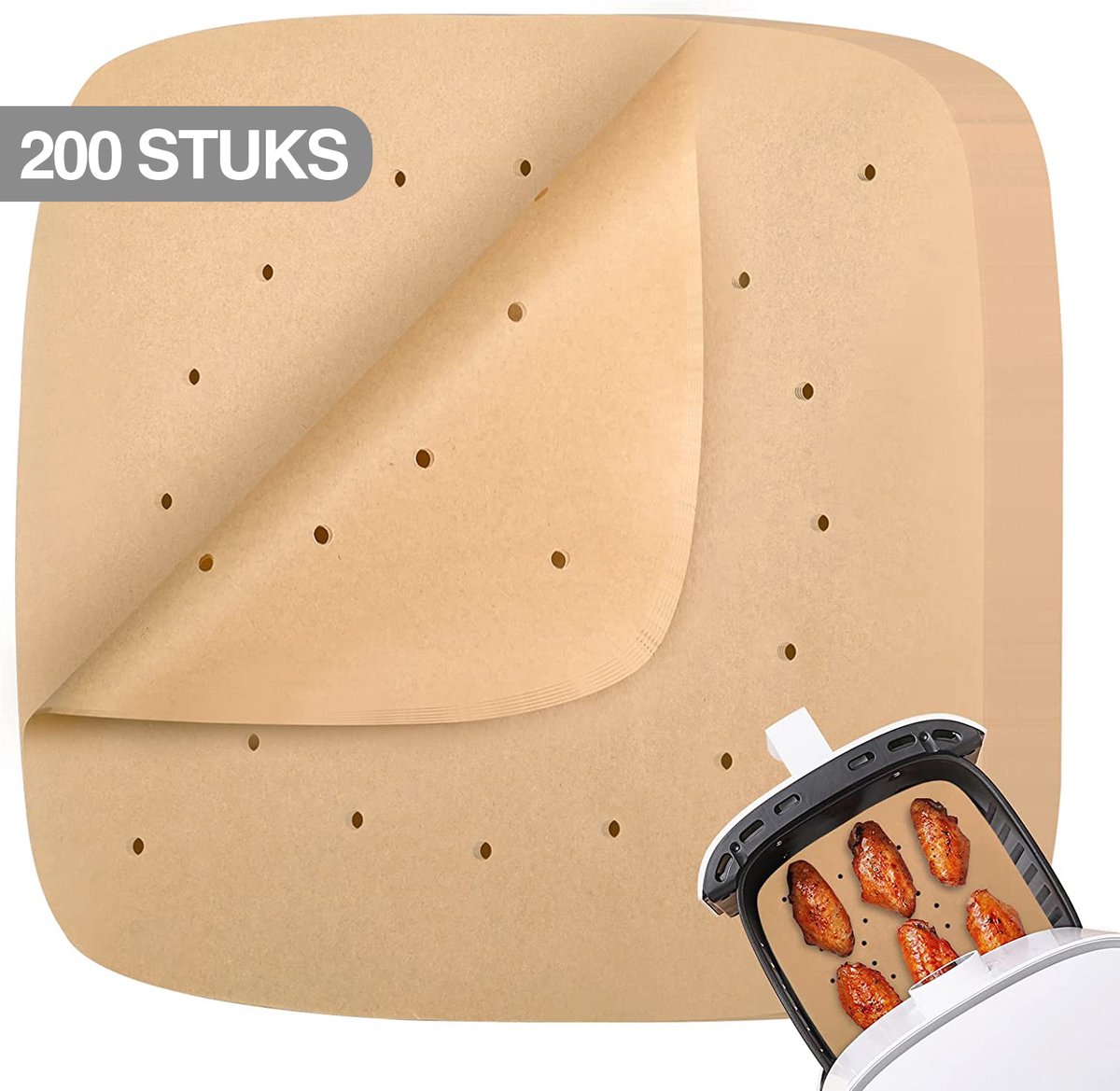 200 Stuks Bakpapier voor AirFryer XXL (23cm) – AirFryer Accesoires – AirFryer Bakpapier XXL – AirFryer Bakpapier XL – AirFryer Wegwerp Bakjes - AirFryer Bakpapier 100 Stuks – Heteluchtfriteuse