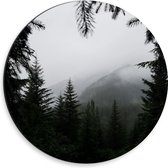 WallClassics - Dibond Muurcirkel - Mist in de Bergen - 30x30 cm Foto op Aluminium Muurcirkel (met ophangsysteem)