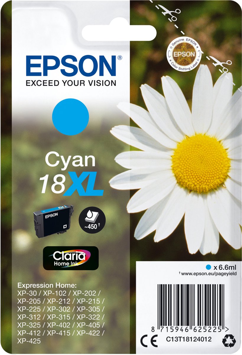 Original Ink Cartridge Epson C13T18124022 Dark blue Cyan
