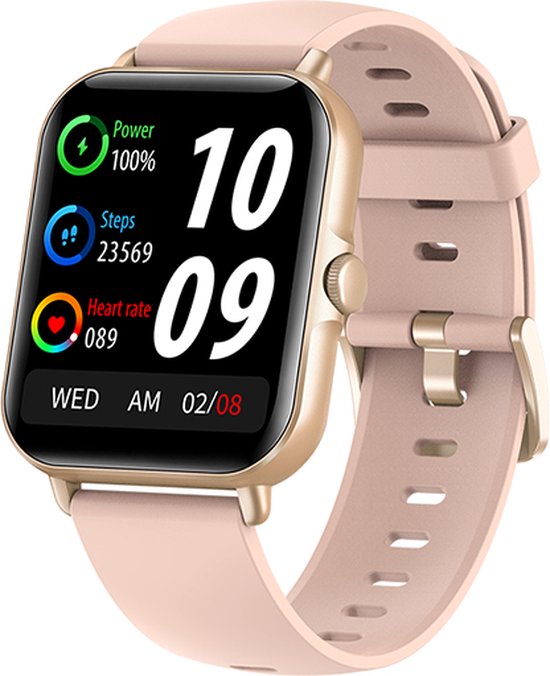 Kiraal Classic - Smartwatch - Volledige Belfunctie - Hartslagmeter - Stappenteller - Multisport - Geschikt voor Android en iOS - Roze