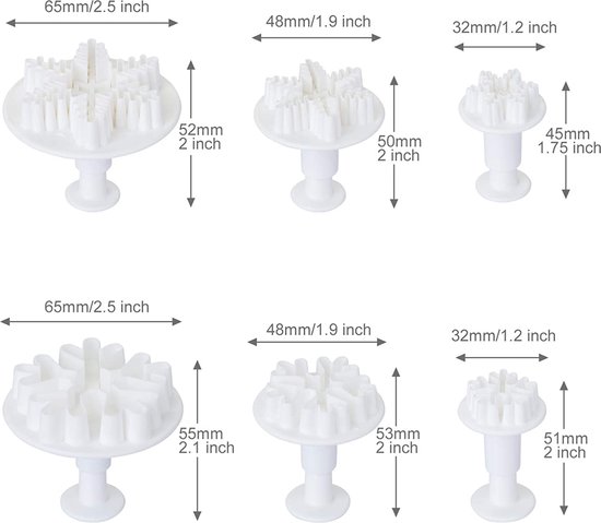 JJUNW 6 stuks gekartelde uitsteekvormen, 6 maten, rechthoekige uitsteekvormpjes, vierkante uitsteekvormpjes, gegolfde randuitstekers, roestvrij staal, koekjessnijders voor koekjes, fondant, cake