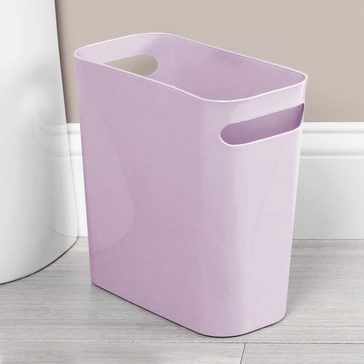 mDesign - Prullenmand - afvalbak - voor de badkamer - plastic/met handvatten/modern - blauweregen