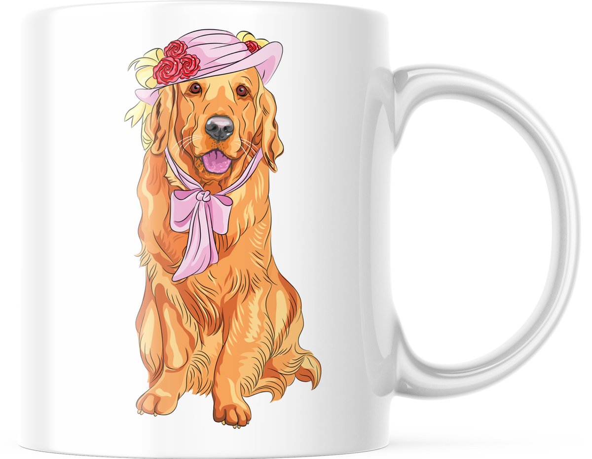 Dog Lover Mok met afbeelding: golden retriever met hoed | Honden Liefhebber | Honden Spreuk | Cadeau | Grappige mok | Koffiemok | Koffiebeker | Theemok | Theebeker