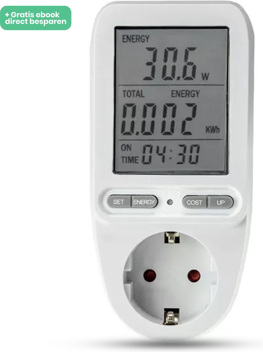 Energiemeter met batterij Verbruiksmeter Multimeter Stroommeter KWH meter