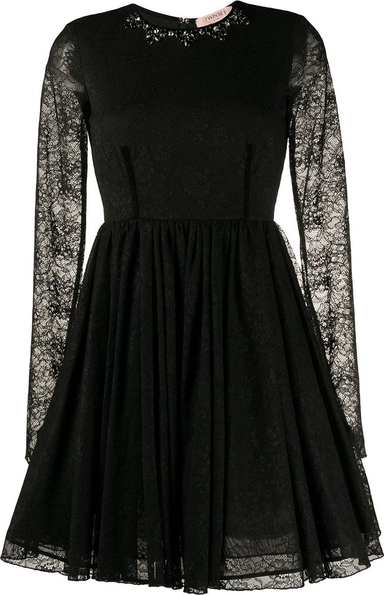 Twinset • zwarte kanten jurk met steentjes • maat S (IT42)