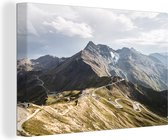 Canvas Schilderij Alpen - Weg - Berg - 90x60 cm - Wanddecoratie