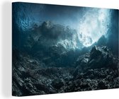 Canvas Schilderij Donkere rotsen onder water - 120x80 cm - Wanddecoratie