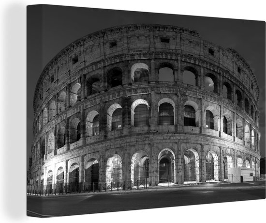 Canvas Schilderij Colosseum in Rome - zwart wit - 120x80 cm - Wanddecoratie