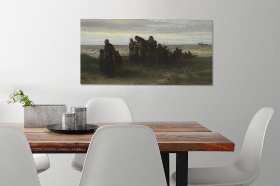 Peinture sur toile Pêcheurs avec un noyé - peinture de Jozef Israels - 80x40 cm - Décoration murale