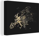 Toile Peintures Carte - Europe - Zwart - Or - 40x30 cm - Décoration murale