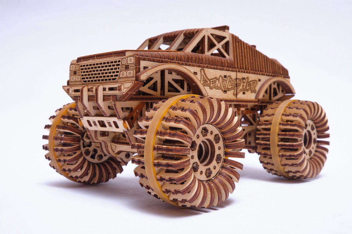 Wood Trick – Modelbouw 3D houten puzzel – Monster truck (WDTK015) – 556 stuks - Geen lijm noch verf nodig! — afbeelding 17
