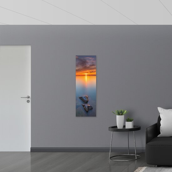 WallClassics - Poster (Matte) - Soleil s'éloignant de l' Water - 40x120 cm Photo sur Papier Poster à l'Aspect Mat
