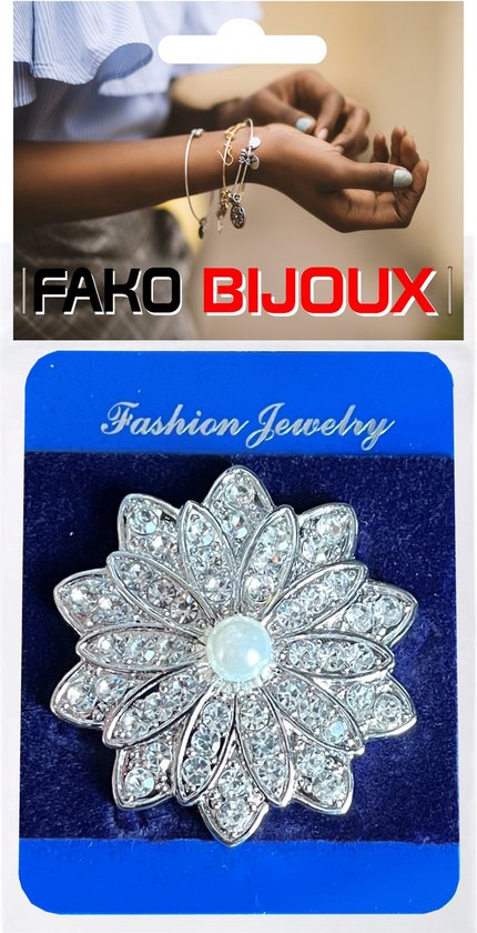 Fako Bijoux® - Broche Aimantée XL - Bloem Cristal Avec Perle - Broche  Magnétique -... | bol.com