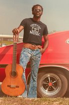 Rick & Rich - T-Shirt Country Music Boombox - T-shirt met opdruk - T-shirt Muziek - Tshirt Music - Zwart T-shirt - T-shirt Man - Shirt met ronde hals - T-Shirt Maat L