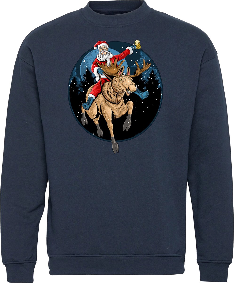 Kersttrui Santa Beer Rudolf | Foute Kersttrui Dames Heren | Kerstcadeau volwassenen | Kerst | Navy | maat M