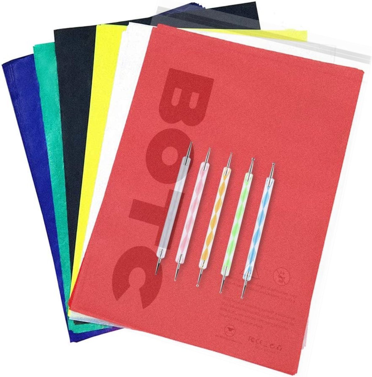 BOTC A4 Carbonpapier - 120 stuks - met 5 Overtrekpennen - Kleurrijk - BOTC