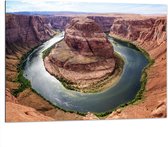 WallClassics - Dibond - Horseshoe Bend Rotsen, Arizona - 100x75 cm Foto op Aluminium (Met Ophangsysteem)