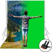 LJP - Green Screen 200x150 cm - Achtergronddoek - Greenscreen - Groen doek - Fotostudio - Opvouwbaar - Inclusief 2 klemmen - Kerstcadeau - Exclusief Statief