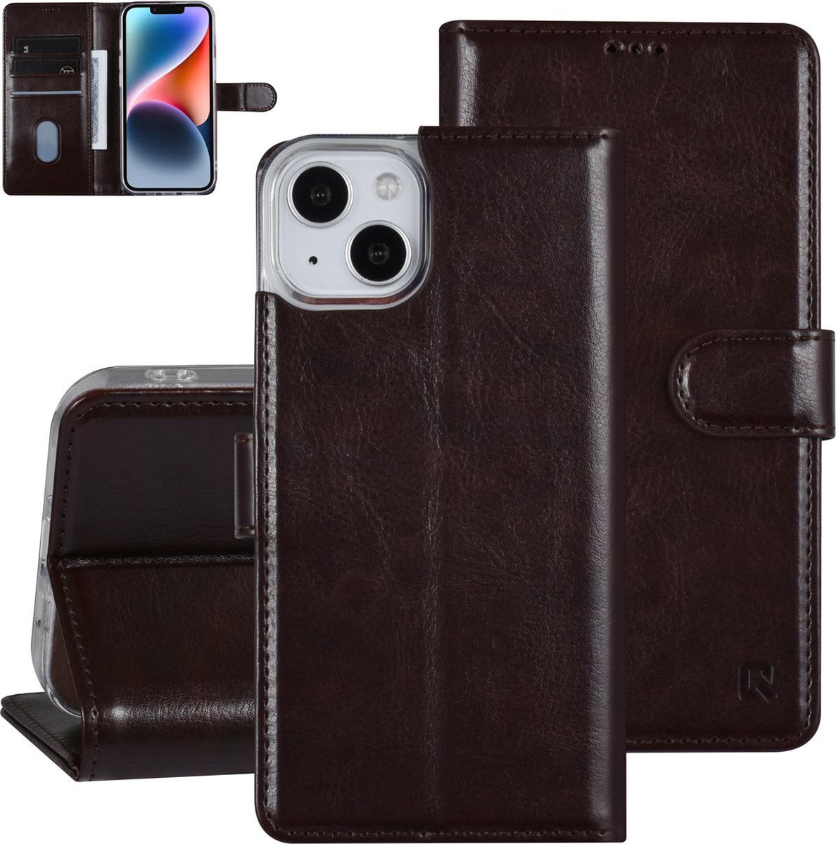 UNIQ Accessory Bruin Book Case Telefoonhoesje voor Apple iPhone 14 - PU Leer, Bescherming van Telefoon