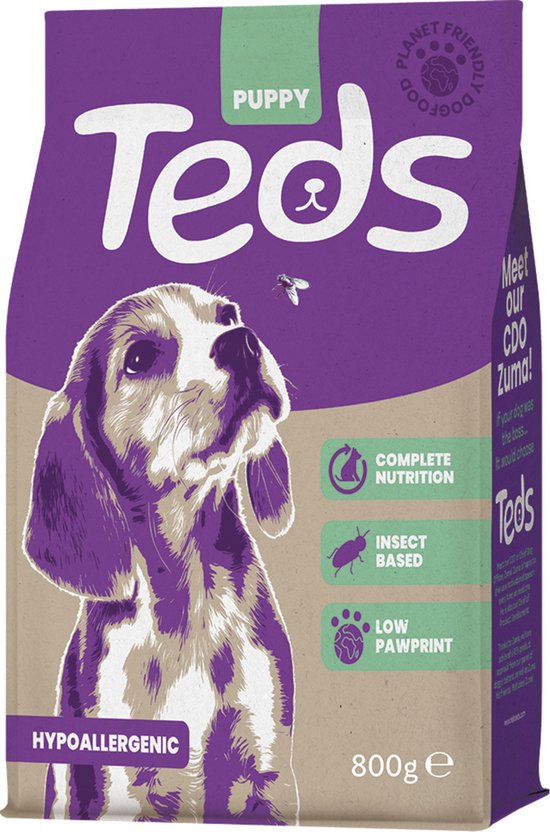 800 gr Teds insect based puppy & growing all breeds hondenvoer
