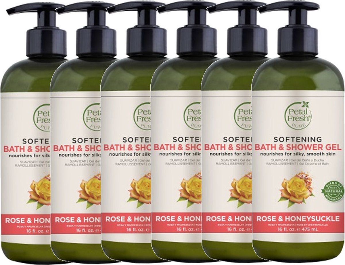 PETAL FRESH - Bath & Shower Gel Rose & Honeysuckle - 6 Pak - Voordeelverpakking