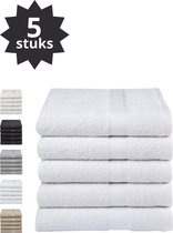 Droomtextiel® Luxe Badhanddoeken Wit 50x100 cm - 5 Stuks - Pure Katoen - Bad textiel - Heerlijk Zacht