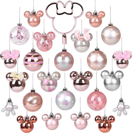 ondersteboven Whirlpool Waarneembaar Minnie Mouse Disney - Set kerstballen, kerstboomversieringen, roze plastic  kerstballen... | bol.com