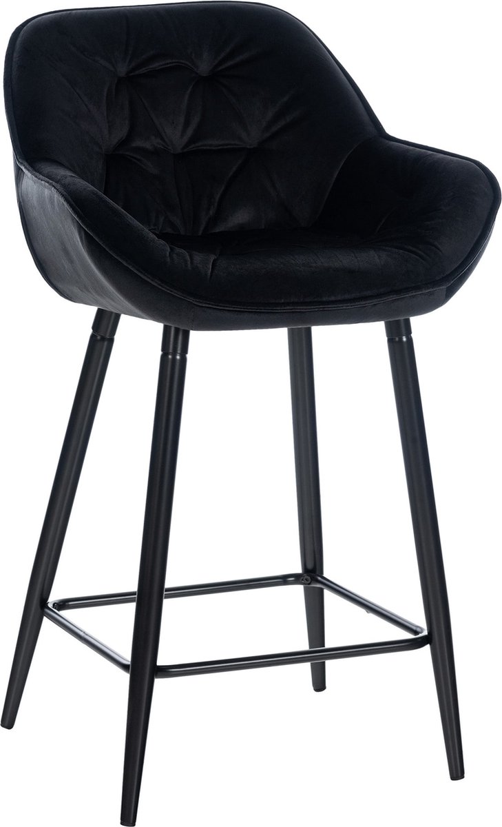 CLP Gibson Barkruk - Met armleuning - Met rugleuning - zwart Fluweel
