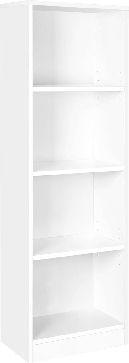 Hoppa! Boekenkast, rek met 4 niveaus, opbergkast met in hoogte verstelbare legplanken, voor woonkamer, slaapkamer, kantoor, 40 x 24 x 121,5 cm, wit