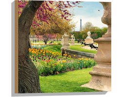 WallClassics - Hout - Jardin Du Luxembourg - 50x50 cm - 12 mm dik - Foto op Hout (Met Ophangsysteem)
