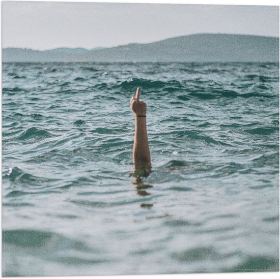 WallClassics - Drapeau - Doigt du milieu de la mer - Photo 50x50 cm sur drapeau en polyester