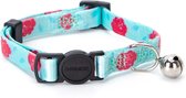 Nobleza kattenhalsband - Kittenhalsband met belletje - Halsband kat veiligheidssluiting - Kittenhalsband met rozen - Blauw