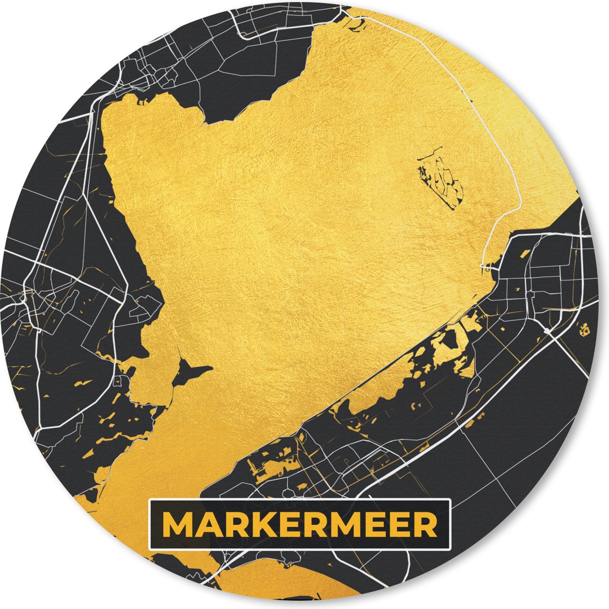 Muismat rond 20x20 cm - Mousepad Kaart - Plattegrond - Markermeer - Stadskaart - Nederland - Ronde muismatten - Stadskaart