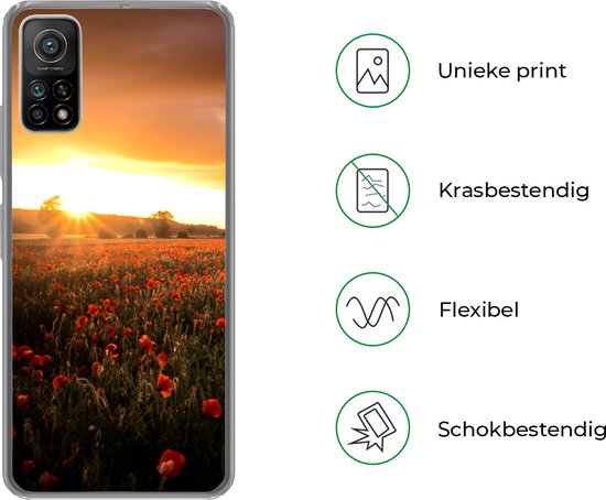 Coque Xiaomi Mi 10T 5G - Coucher de soleil sur les coquelicots en Angleterre - Coque de téléphone en Siliconen
