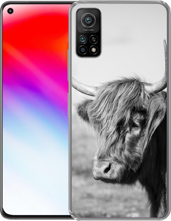 Coque Xiaomi Mi 10T 5G - Scottish Highlander - Animaux - Zwart - Wit - Étui de téléphone en Siliconen