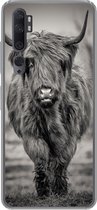 Geschikt voor Xiaomi Mi Note 10 hoesje - Schotse Hooglander - Zwart - Wit - Siliconen Telefoonhoesje
