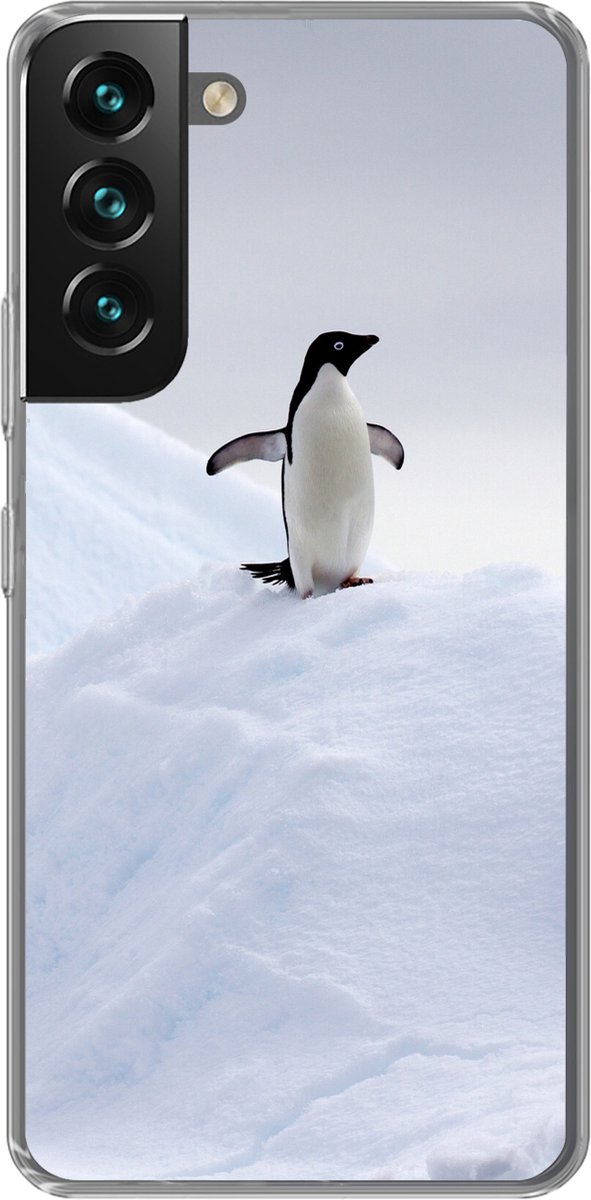 Telefoonhoesje Geschikt voor Samsung Galaxy S22 hoesje - Pinguïn - IJs - Winter - Siliconen Telefoonhoesje Telefoonhoesje