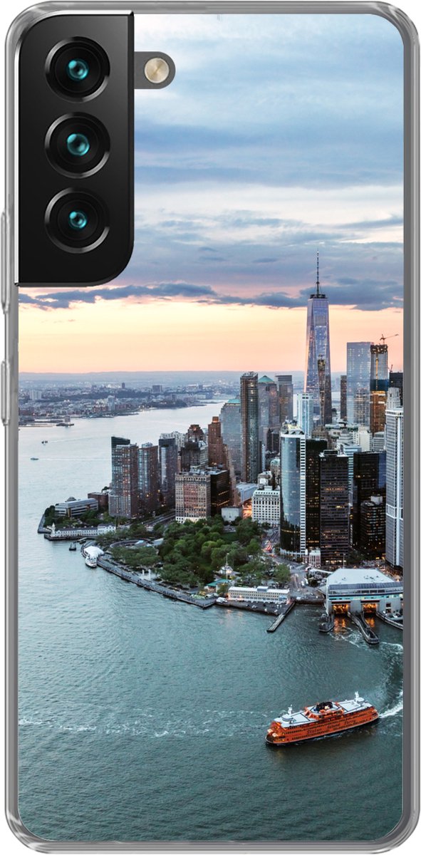 Geschikt voor Samsung Galaxy S22 Plus hoesje - Luchtfoto van New York - Siliconen Telefoonhoesje