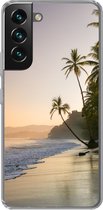 Geschikt voor Samsung Galaxy S22 Plus hoesje - Strand - Zonsondergang - Tropisch - Siliconen Telefoonhoesje