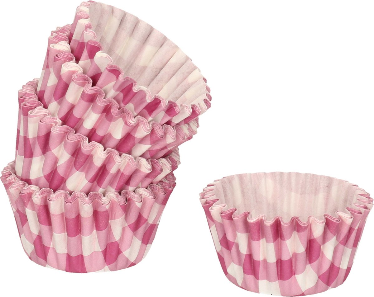 Mini muffin en cupcake vormpjes - 180x - paars - papier - 4 x 4 x 2 cm