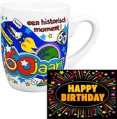 Mug/tasse d'anniversaire humoristique 60 ans texte amusant 300 ml + carte de voeux Happy Birthday